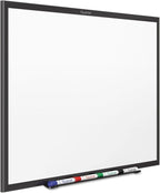 Quartet Magnetic Dry Erase White Board, 48"W x 36"H Whiteboard, Nano-Clean Surface Resists Ink Stains, Black Aluminum Frame (SM534B)