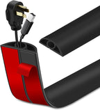 Floor Cord Cover Self Adhesive Cord Hider Floor Extension Cord Covers for Floor Power Cord Protector Cable Management Prevent Cable Trips Cable Cavity 0.32" W x 0.32" H (Black, 3.3Ft)