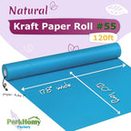 PerkHomy 17.8" x 1,440" (120') Lake Blue Kraft Paper Roll for Craft Bulletin Board Paper Art Table Covering Crafting Gift Wrapping Bouquet Packing Parcel 80GSM 55LB (Lake Blue, 17.8" x 120')