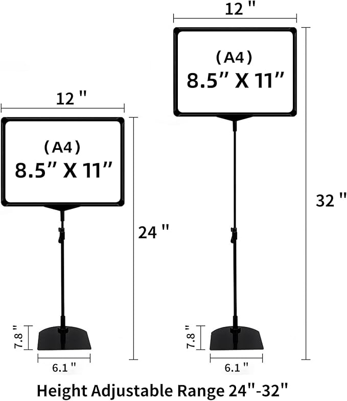 Sign Holder Stand,Sign Stand for Display,Adjustable Sign Holders For Table Top,Table Sign Holders 8.5 x 11,6 Packs,Black