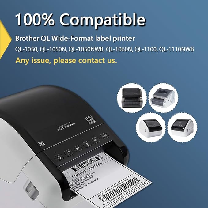BETCKEY - Large Multi-Purpose Labels Replacement for Brother DK-1240 (4 in x 2 in), Compatible with Brother QL Label Printers [6 Rolls/3600 Labels, Light Blue]