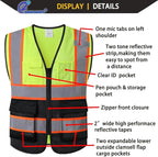 Reflective Mesh Safety Vest for Men Women with 5 Pockets and Zipper Front High Visibility Mesh Vest Hi Vis Construction Work Vest,Meets ANSI/ISEA Standards(EK175-Yellowblack-L)