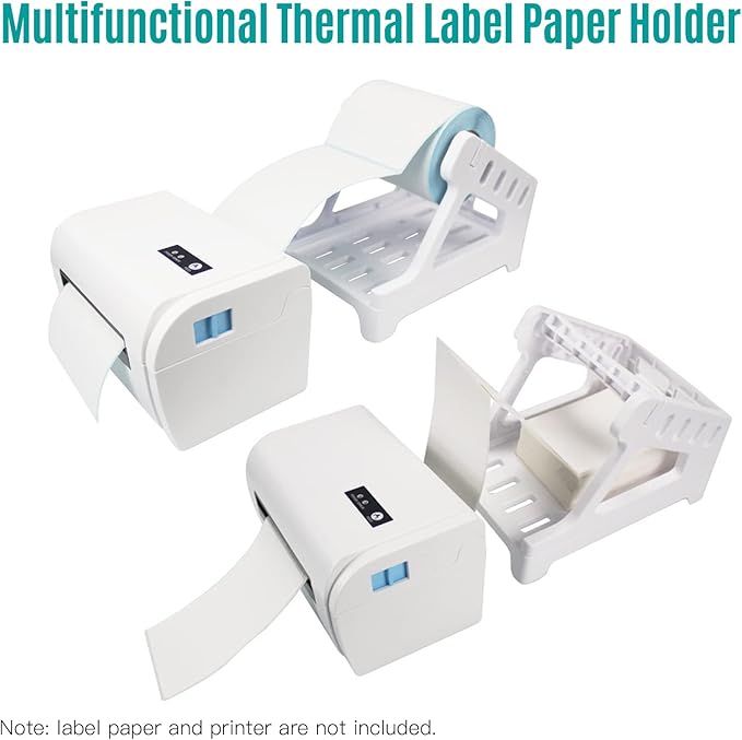 Eujgoov 2 in 1 Label Holder, 20 x 15.6 x 13.4cm Plastic Desktop Label Printers Shipping Thermal Labels