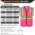 Safety Vest for Men Women Reflective with Multiple Pockets Mesh High Visibility Construction Work Vest,Meets ANSI/ISEA Standards(EK1-178-Pink-XL)