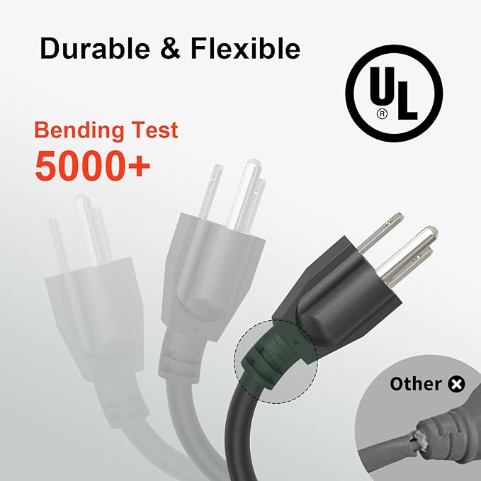 Outdoor Extension Cord Waterproof 100 FT, Black 14/3 SJTW Heavy Duty, Flexible 100% Copper 3 Prong Extension Cord for Lawn, Garage,UL Listed