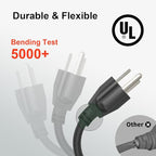 Outdoor Extension Cord Waterproof 50 FT, Black 16/3 SJTW Heavy Duty, Flexible 100% Copper 3 Prong Extension Cord for Lawn, Garage,UL Listed