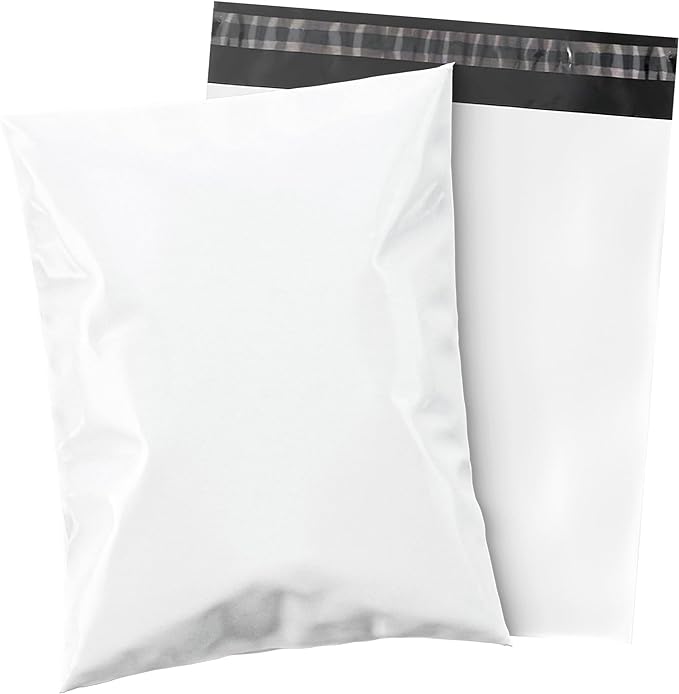 Shop4Mailers 19 x 24 Glossy White Plastic Self Seal Poly Mailer Flat Bags Waterproof Shipping Envelope 2.17 Mil for Apparel, Clothes, Shirts, Books – Permanent Adhesive Seal (250 Pack)