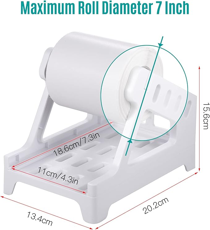 Eujgoov 2 in 1 Label Holder, 20 x 15.6 x 13.4cm Plastic Desktop Label Printers Shipping Thermal Labels
