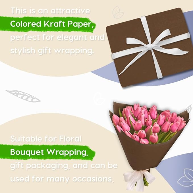 PerkHomy 48" x 1,440" (120') Coffee Kraft Paper Roll for Craft Bulletin Board Paper Art Table Covering Crafting Gift Wrapping Bouquet Packing Parcel 80GSM 55LB (Coffee, 48" x 120')
