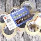 Grizzly Power Clear Packing Tape (6 Rolls) | Heavy Duty Packing Tape (2 Inch x 65 Yards) | 2.8mil Thick Strong Adhesive for Moving Boxes, Shipping Cartons, Office Use, Storage & Wrapping (390 Yards)