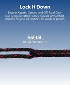 1/4" Adjustable Tie Down Ratchet: 2 Pack of Durable Rope Adjuster - Mini Ratchet Straps for Truck Roof Racks
