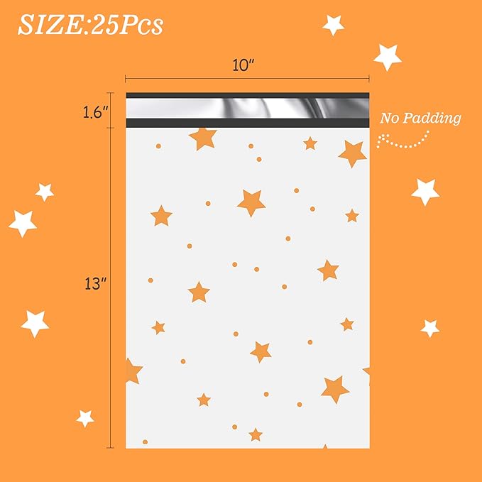 Thank You Poly Mailers 10x13 Inch 25 Pcs - Pentagram printed Shipping Bags, 2.4mil Thickness, Waterproof and Tear Resistant Mailing Envelopes, Self-Sealing Packaging Bags for Small Business