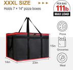 mosago Insulated Food Delivery Bag - Reusable Thermal Cooler Grocery Bags for Catering&Delivery, Pizza Carrier for Events, Large Capacity Bag Keeps Food Hot/Cold, Commercial (Black with Red Trim, 1PK)