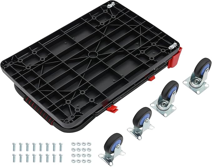 Foldable Hand Truck, 330LBS Dolly Folding Push Cart with Removable Cage, 4-Inch TPR Wheels Convertible Cart Dolly for Moving, Heavy Duty Folding Platform Truck with Mesh Panel