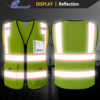 Reflective Safety Vest for Men Women with 9 Pockets and Zipper Front Class 2 High Visibility Mesh Work Vest Hi Vis Construction Vest,Meets ANSI/ISEA Standards(EK176-Yellow-3XL)