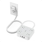 Flat Plug Extension Cord 5 Ft, TESSAN Surge Protector Power Strip Ring Pull with 3 USB (1 USB C) 4 Outlets, 900 Joules Protection, Desktop Charging Station for Home, Office, College, Dorm Room, Gray