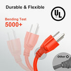Outdoor Extension Cord Waterproof 25 FT, Orange 14/3 SJTW Heavy Duty, Flexible 100% Copper 3 Prong Extension Cord for Lawn, Garage,UL Listed