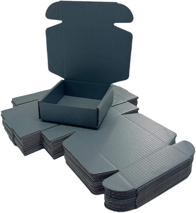 15 Pcs 6 x 6 x 2 inches Corrugated Cardboard Gift Boxes Recyclable Shipping Boxes for Mailing & Holidays, Wedding, Birthday, Gifts Packaging (Dark Gray, 6 x 6 x 2")