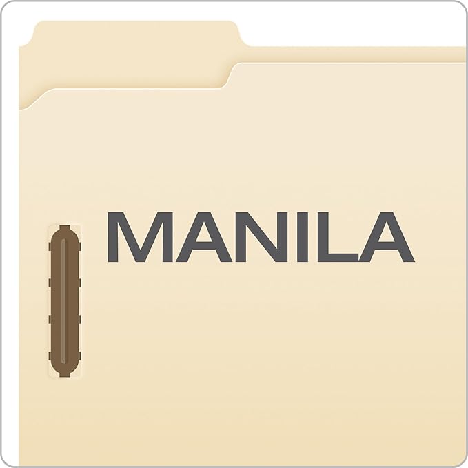 Pendaflex Fastener Folders, 2 Fasteners, Letter Size, Manila, 1/3 Cut Tabs, in Left, Right, Center Positions, 50 Per Box (FM213)