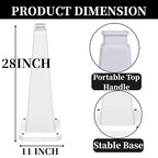 BESEA 6 Pack 28" Bright White Traffic Safety Cones with Weighted Base, High-Visibility Parking Cones for Driveways, Business Parking Lots, Garages, Indoor/Outdoor Use