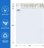 NB 19x24 Inch – 100 Pcs White Poly Mailers Strong Adhesive Self-Seal Shipping Envelopes, Tear & Water Resistant Packaging for E-Commerce and Small Business