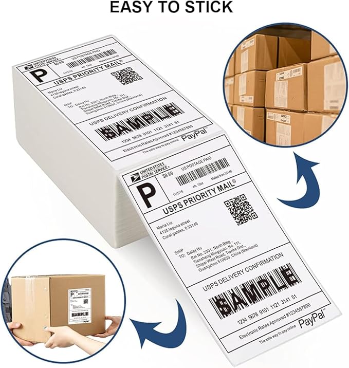 4”x6” Thermal Labels 1000 Labels, Shipping Label Thermal Paper for Thermal Printers Zebra & Rollo