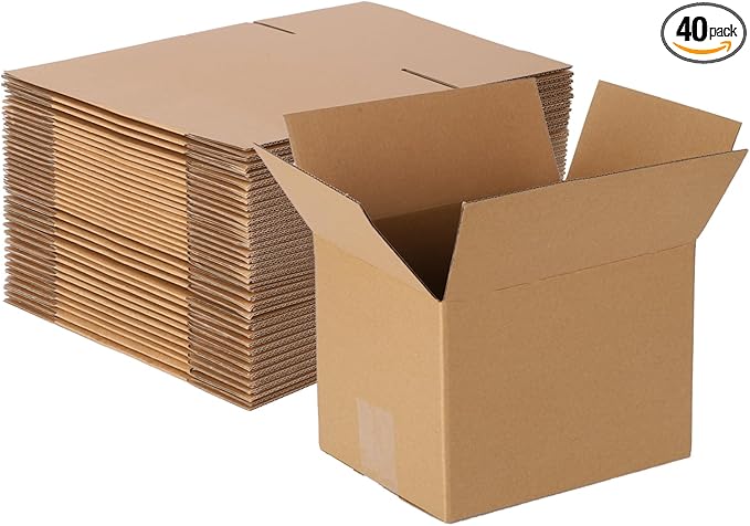 40 pack 8x6x6 inch Cardboard Box Mailers, Kraft Corrugated Mailer Cardboard Shipping Boxes For Small Business, Mailing, Packing and Storage