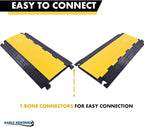 Kable Kontrol Atlas Cable Protector Wire Ramp - 5 Channel Bulk Wholesale Pallet – 10 Pcs - 35” Long Black & Yellow - 24000 Lbs Load Capacity - Rubber Speed Bump Wire Protector Cord Cover - CP9975