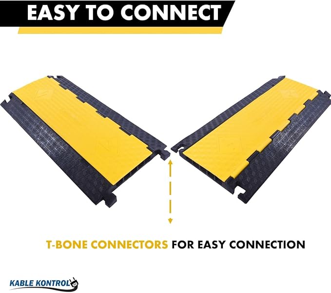 Kable Kontrol Atlas Cable Protector Wire Ramp - 5 Channel Bulk Wholesale Pallet – 40 Pcs - 35” Long Black & Yellow - 24000 Lbs Load Capacity - Rubber Speed Bump Wire Protector Cord Cover - CP9975