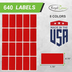 Royal Green Rectangular Color Coding Stickers 1.57inch x 0.75 inch Rectangle Label in 8 Assorted Colored Name Tags Labels for Kids(40mm x 19) 640 Pack