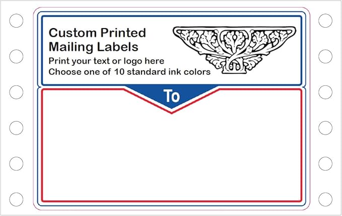 Shipping Stickers, Custom Printed Continuous Pinfeed - Your Logo, Image or Text Imprinted 1-Color, Pinfed, 4" x 3" for Business Mailing (5000)