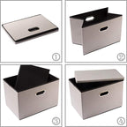 PRANDOM Foldable Storage Bin with Lid [5-Pack] Linen Fabric Decorative Storage Box Organizer Container Basket Cube with Handles Divider for Closet Office Living Room Light Grey(14.9x9.8x9.8)