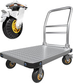 Heavy Duty Platform Truck Flat Moving Cart Hand Trucks, 2600Lbs Steel Push Cart Dolly, 48 x 24in Large Flatbed with 6'' 360 Degree Swivel Wheels for Easy Storage