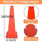 BESEA 3 Pack 28" Bright Orange Traffic Safety Cones with Weighted Base, High-Visibility Parking Cones for Driveways, Business Parking Lots, Garages, Indoor/Outdoor Use