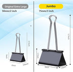 Ufmarine Jumbo Binder Clips 3 inch (6 Pcs), Extra Large Binder Clips Giant for Office Supplies