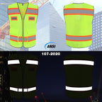 TCCFCCT Mesh Safety Vest for Men Women with Pockets High Visibility Reflective Vest for Safety, Work Vest with Fluorescent Orange Extend Edge, Meets ANSI/ISEA Standards, Yellow, M