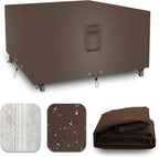 Square Heavy Duty Patio Table Covers Waterproof, 600D Outdoor Dining Table and Chair Set Covers, Outdoor Furniture Cover Waterproof for Sectional Sofa Couch 76''L x 76''W x 32''H, Brown