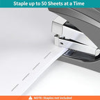AFMAT Effortless Stapler for Desk, 50 Sheet Desktop Stapler, Ergonomic Office Staplers, One Finger Touch Stapling, Built-in Remover, Portable & Space Save Size, Good for Home & Office ES10(Gray)