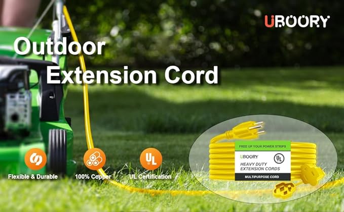 Outdoor Extension Cord Waterproof 100 FT, Black 12/3 SJTW Heavy Duty, Flexible 100% Copper 3 Prong Extension Cord for Lawn, Garage,UL Listed