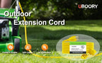 Outdoor Extension Cord Waterproof 100 FT, Yellow 14/3 SJTW Heavy Duty, Flexible 100% Copper 3 Prong Extension Cord for Lawn, Garage,UL Listed