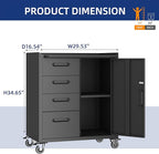 Metal Tool Cabinet,Garage Storage Cabinet System,Wall Cabinet & Locking Rolling Tool Cabinet with Doors and Adjustable Shelves,Steel Tool Cabinets for Home (2 Pcs-Styled, Black)