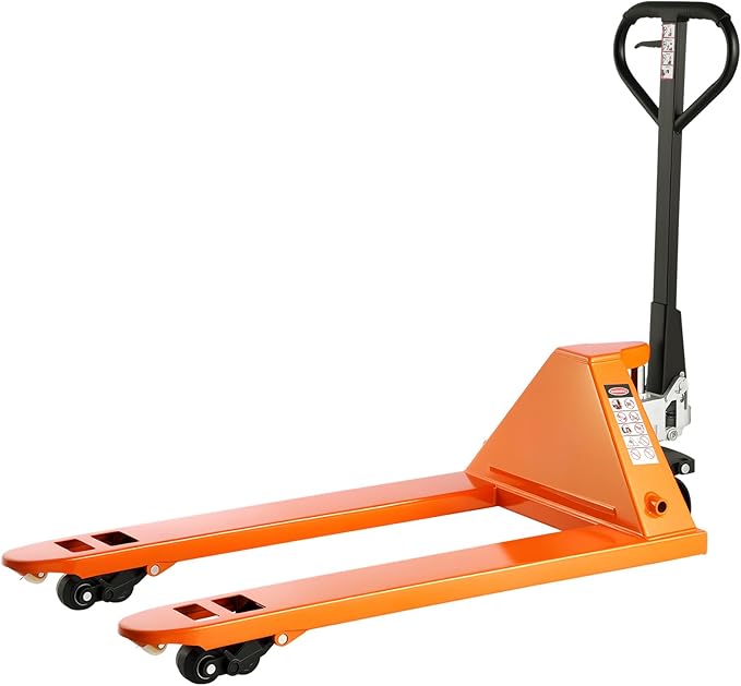 VEVOR Pallet Jack, 6600 lbs Load Capacity, Manual Pallet Truck with 48L x 27W Inch Forks for Material Handling, 3.35-7.1 Inch Fork Lift Height Range, Suitable for Warehouse, Supermarket, Manufacturing