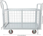 4-in-1 Heavy Duty Platform Truck Cart with Removable Cage, Folding Hand Cart with 4 Wheels, 1800 Lbs Load Capacity, Multi-Purpose Push Dolly for Groceries, Warehouse, Workshop, Logistics, Silver