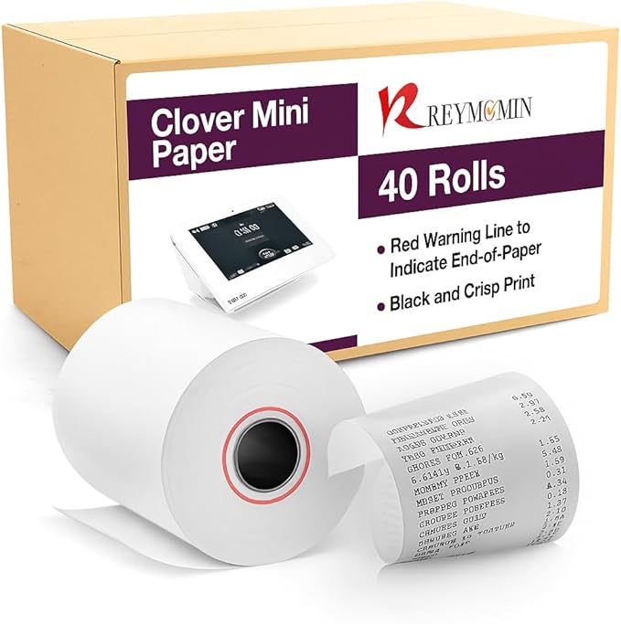 Receipt Paper for Clover Mini and Clover Mobile Thermal Printer - Receipt Paper Rolls Compatible with Clover Mini POS models C200, C300, C301, C302, C305 (40 Rolls)
