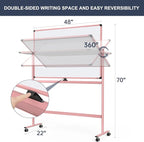 Mobile Whiteboard, 48x32 Inches Dry Erase Board with Stand, Large Rolling Whiteboard on Wheels, Standing White Board for Office, School, Home, Magnetic Double Sided White Board with Paper Pad