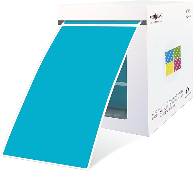 PARLAIM 5 X 3 inch Rectangle Inventory Labels Color Coding Stickers, 250PCS Permanent Sticker for Warehouse Moving Box Square Label (Teal)