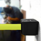 WM412 Retractable Belt Wall Mounted Smooth Black Crowd Control Barrier and Receiving End, 30' Blue Belt