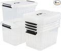 Sandmovie 12 Quart Clear Plastic Latching Storage Box, 6 Packs