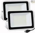 UFOND 10000 Lumens LED Flood Lights,100W Outdoor Waterproof Floodlights, Lighting Angle Adjustable,Portable Light with Plug for Garage,Yard,Garden,Porch(2 Pack)