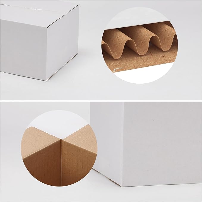 Calenzana 8x5x3 Shipping Boxes Set of 40, White Corrugated Cardboard Box for Mailing Packing Gifts Small Business
